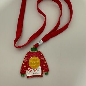 Festive Red and Green Sweater Necklace